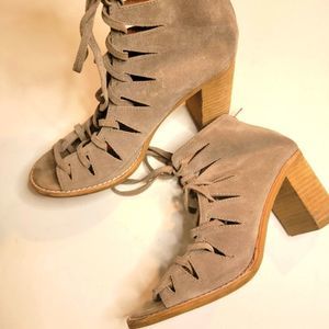 Jeffery Campbell Corwin Lace up Suede Leather Heels